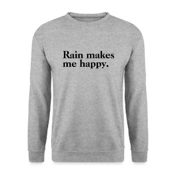 La pluie me rend heureux - Citations de pluie - Sweat-shirt Unisexe - gris chiné - Devant - Alina (178cm) & Michal (187cm)