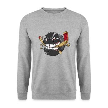 COLLES PUK DESIGN FÜR HOCKEYSPIELER BEIM HOCKEY - Unisex Pullover - Weißgrau meliert - Vorne - Alina (178cm) & Michal (187cm)