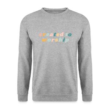 Créé pour adorer - Happy Colorful Vibe Christian - Sweat-shirt Unisexe - gris chiné - Devant - Alina (178cm) & Michal (187cm)