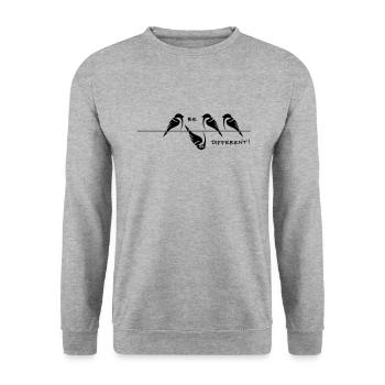 Spatz 'be different' - Unisex Pullover - Weißgrau meliert - Vorne - Alina (178cm) & Michal (187cm)