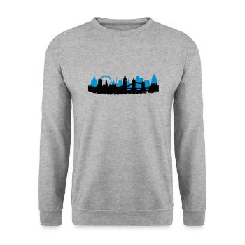 London Skyline - Unisex Pullover - Weißgrau meliert - Vorne - Alina (178cm) & Michal (187cm)