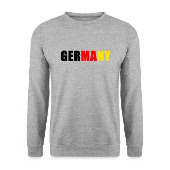 Deutschland Fußball Germany - Unisex Pullover - Weißgrau meliert - Vorne - Alina (178cm) & Michal (187cm)