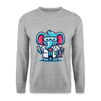 Cute Elephant Scientist - Unisex Pullover - Weißgrau meliert - Vorne - Alina (178cm) & Michal (187cm)
