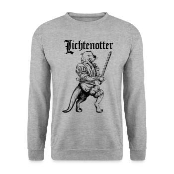 Lichtenotter Otter historisches Fechten - Unisex Pullover - Weißgrau meliert - Vorne - Alina (178cm) & Michal (187cm)