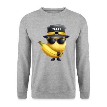 Melon, melon miel et banane avec chapeau et verres - Sweat-shirt Unisexe - gris chiné - Devant - Alina (178cm) & Michal (187cm)