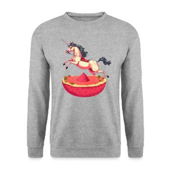 Unicorn with watermelon and dragon fruit - - Unisex Sweatshirt - salt & pepper - Front - Alina (178cm) & Michal (187cm)