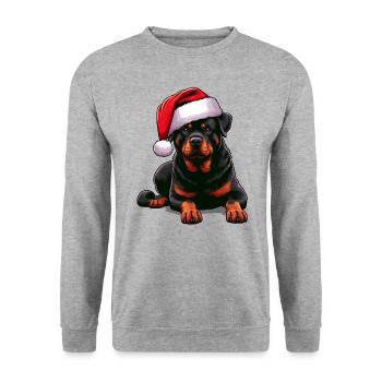 Rottweiler The Santa Claus - Unisex Sweatshirt - salt & pepper - Front - Alina (178cm) & Michal (187cm)