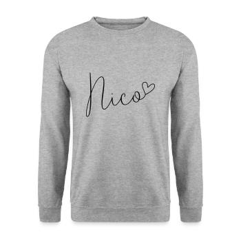 Nicole Name Vorname Junge - Unisex Pullover - Weißgrau meliert - Vorne - Alina (178cm) & Michal (187cm)