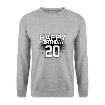 20 Happy Birthday Cool Bestseller Vintage Design - Unisex Pullover - Weißgrau meliert - Vorne - Alina (178cm) & Michal (187cm)