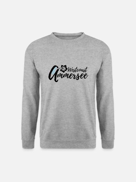 Ammersee Weastcoast Blume - Unisex Pullover - Weißgrau meliert