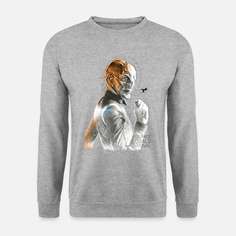 Star Trek Discovery Commander Saru Porträt - Unisex Pullover - Weißgrau meliert