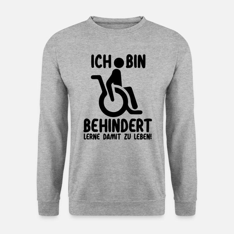 Ja, ich bin behindert | Rollstuhl Handicap - Unisex Pullover - Weißgrau meliert