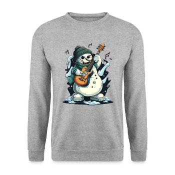 Rockin Schneemann - Unisex Pullover - Weißgrau meliert - Vorne - Alina (178cm) & Michal (187cm)