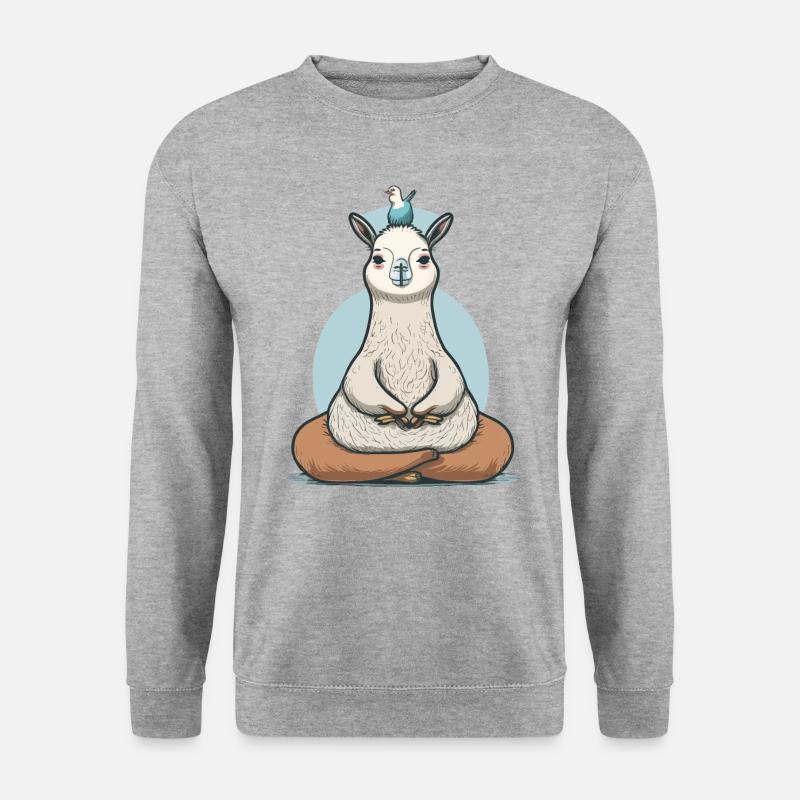 Namaste Lama - Unisex Pullover - Weißgrau meliert