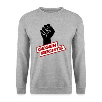 Gegen rechts^ - Unisex Pullover - Weißgrau meliert - Vorne - Alina (178cm) & Michal (187cm)