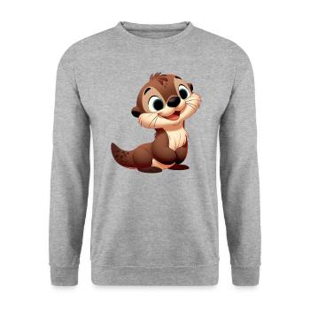 otter - Unisex Sweatshirt - salt & pepper - Front - Alina (178cm) & Michal (187cm)