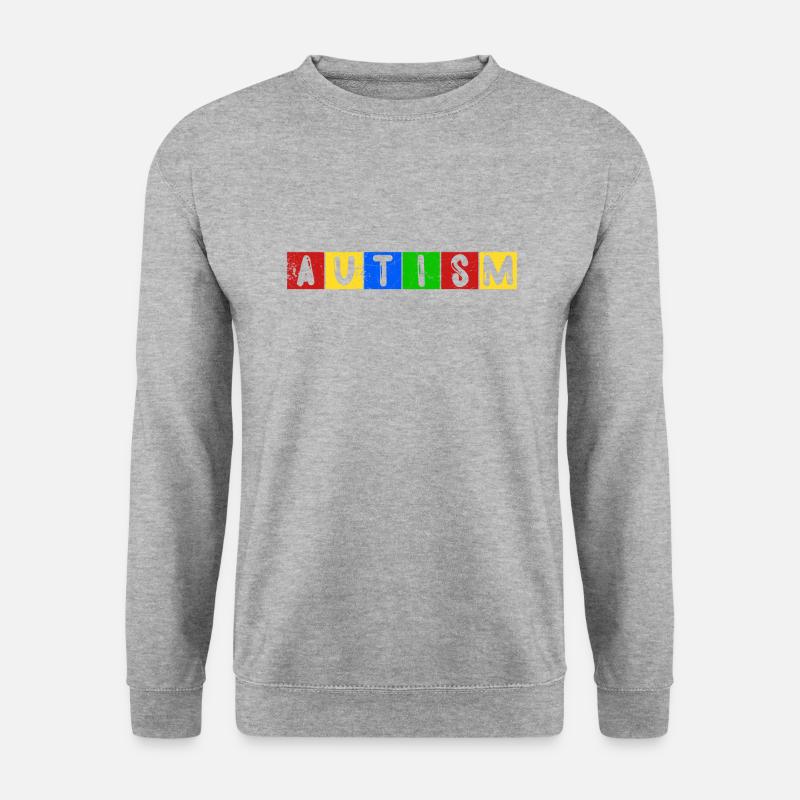 AUTISMUS ADHS LIEBE PAPI MAMI AUTIST BUNT MOTIVE - Unisex Pullover - Weißgrau meliert