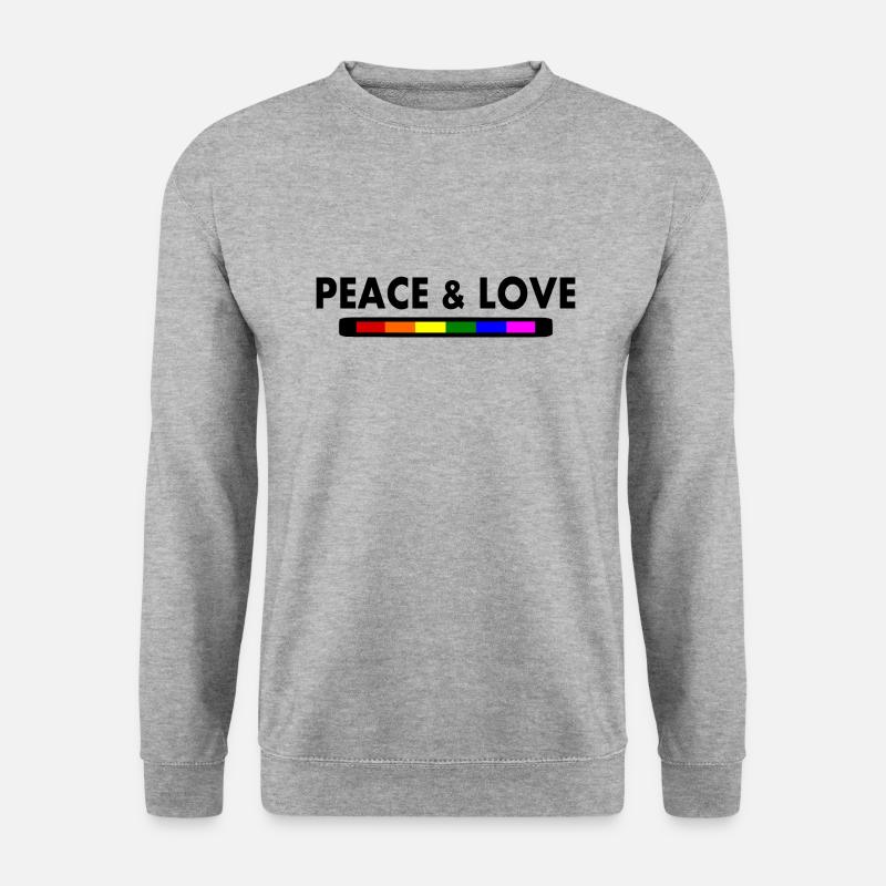 Peace and love - Unisex Pullover - Weißgrau meliert