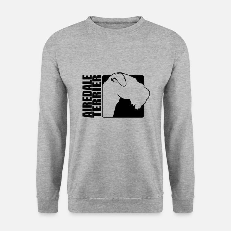 Airedale Terrier Profil Hund Hunde Wilsigns - Unisex Pullover - Weißgrau meliert