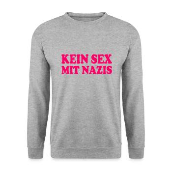 kein sex mit nazis - Unisex Pullover - Weißgrau meliert - Vorne - Alina (178cm) & Michal (187cm)