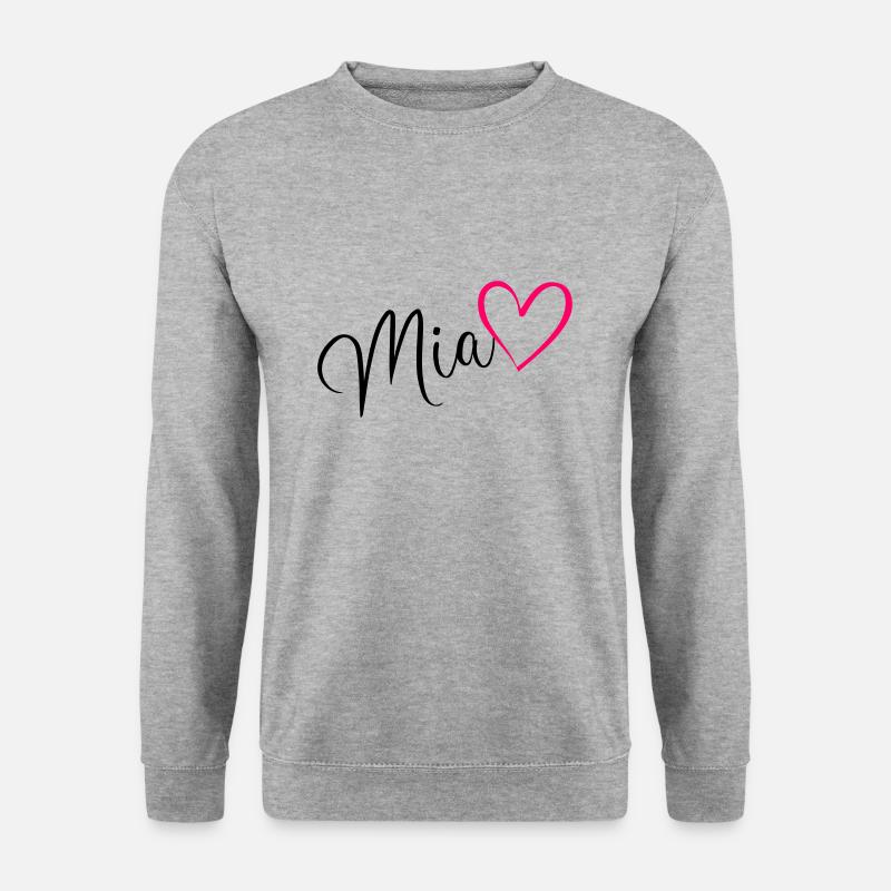 Mia Name Vorname Herz pink - Unisex Pullover - Weißgrau meliert