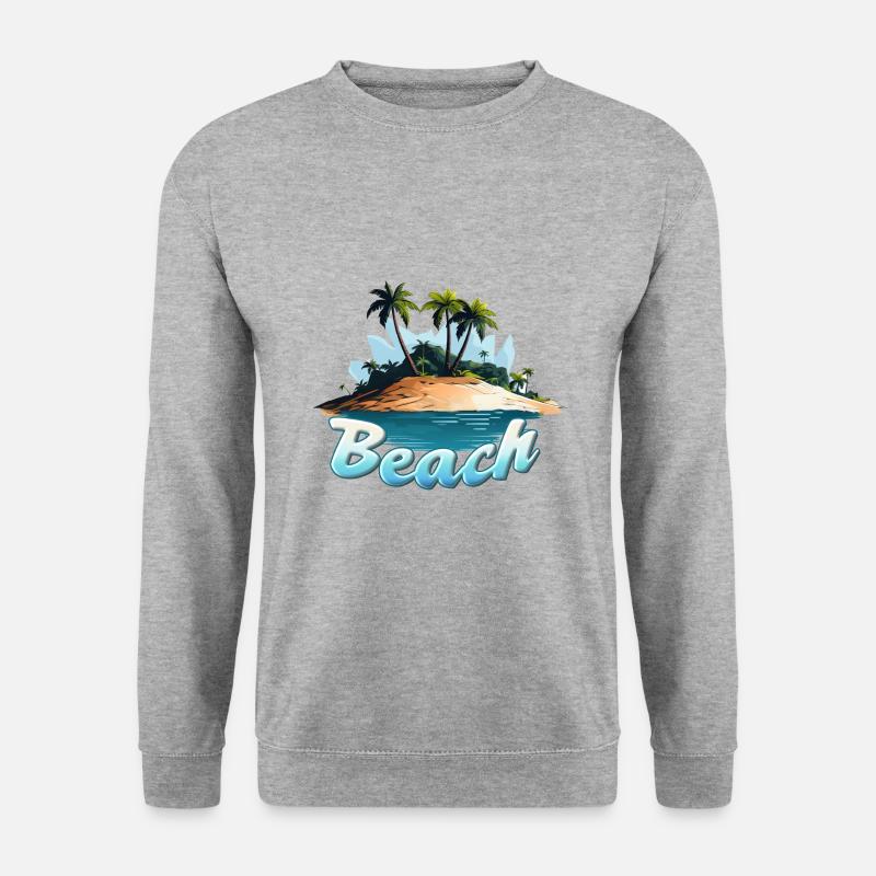 Beach Strand Comic Motiv - Unisex Pullover - Weißgrau meliert