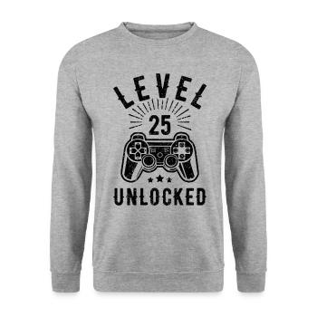 25. Geburtstag Geburtstagsgeschenk Gamer 25 Jahre - Unisex Pullover - Weißgrau meliert - Vorne - Alina (178cm) & Michal (187cm)