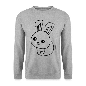 Rabbit Comic Animal - Unisex Sweatshirt - salt & pepper - Front - Alina (178cm) & Michal (187cm)