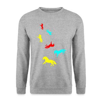 Pferd Horse icon - Unisex Pullover - Weißgrau meliert - Vorne - Alina (178cm) & Michal (187cm)