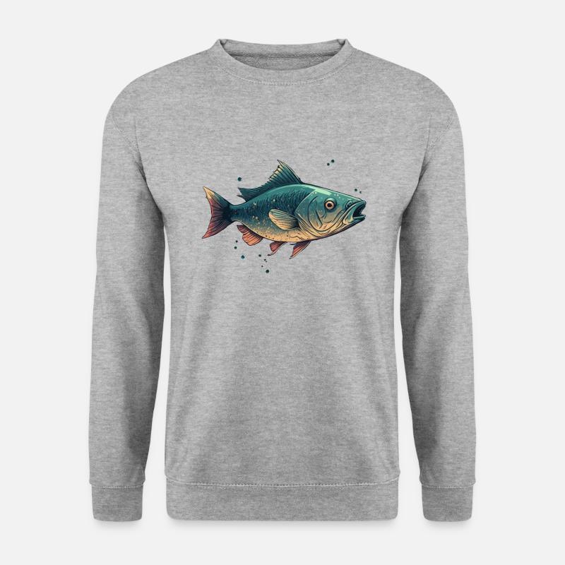 Fisch - Unisex Pullover - Weißgrau meliert