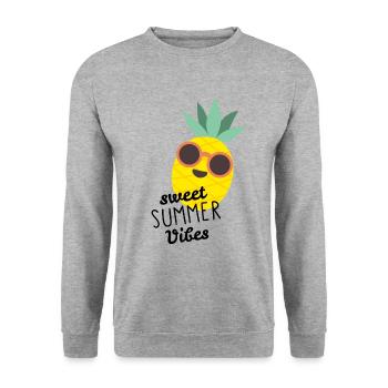 Pineapple with saying sweet summer vibes - Unisex Sweatshirt - salt & pepper - Front - Alina (178cm) & Michal (187cm)