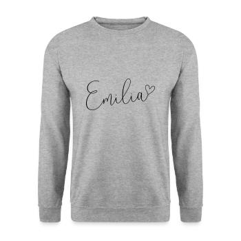 Emilia Name First Name Girl - Unisex Sweatshirt - salt & pepper - Front - Alina (178cm) & Michal (187cm)