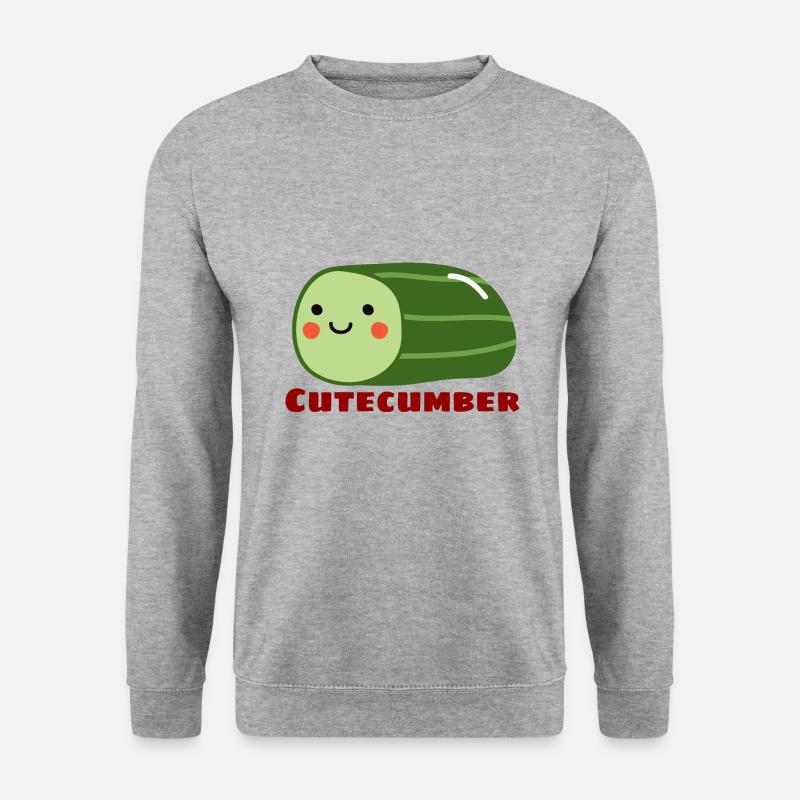 Cutecumber | Niedliches Gurken-Wortspiel - Unisex Pullover - Weißgrau meliert