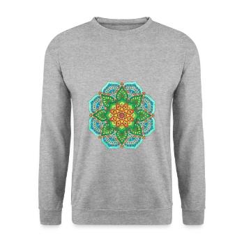 Mandala blue Flowerpower - Unisex Sweatshirt - salt & pepper - Front - Alina (178cm) & Michal (187cm)