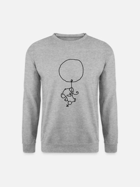 Elefant schwebt an Luftballon - Unisex Pullover - Weißgrau meliert