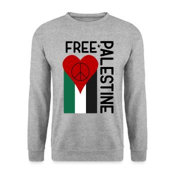 free palestine and gaza now gift - Unisex Sweatshirt - salt & pepper - Front - Alina (178cm) & Michal (187cm)