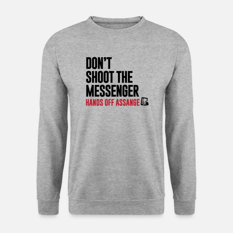 Hands Off Assange - Ne tirez pas sur le Messenger - Sweat-shirt Unisexe - gris chiné