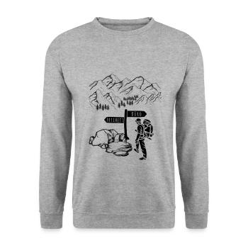 Mountaineering, hiking or office? - Unisex Sweatshirt - salt & pepper - Front - Alina (178cm) & Michal (187cm)