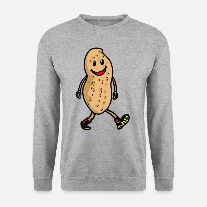 Erdnuss Erdnüsse Nuss Nüsse Speise Kind nett - Unisex Pullover - Weißgrau meliert