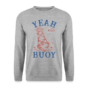 ja Boje Grafik - Unisex Pullover - Weißgrau meliert - Vorne - Alina (178cm) & Michal (187cm)