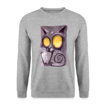 Serial Cat 05 - Unisex Sweatshirt - salt & pepper - Front - Alina (178cm) & Michal (187cm)