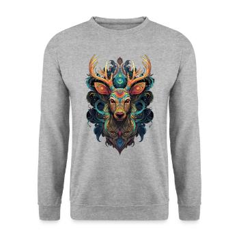 Vibrant Stag Mandala - Unisex Sweatshirt - salt & pepper - Front - Alina (178cm) & Michal (187cm)