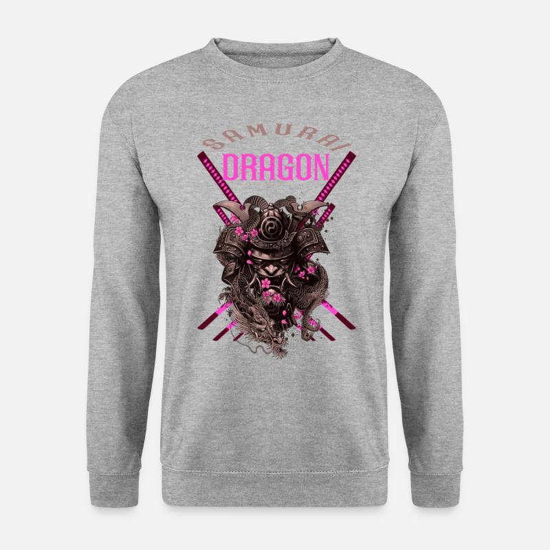 Samurai-Drache - Unisex Pullover - Weißgrau meliert