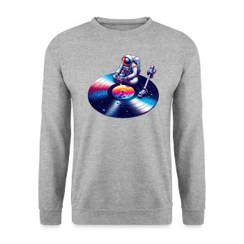 Kosmischer Klang - Unisex Pullover - Weißgrau meliert - Vorne - Alina (178cm) & Michal (187cm)