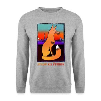 Atomic Utopia - Nuclear Fox - Unisex Sweatshirt - salt & pepper - Front - Alina (178cm) & Michal (187cm)