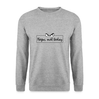 Nope not today., Nope, today, unmotiviert - Unisex Pullover - Weißgrau meliert - Vorne - Alina (178cm) & Michal (187cm)