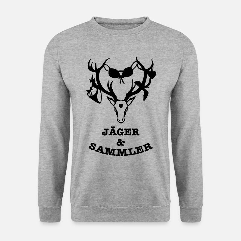 55 Hirsch Jäger & Sammler - Unisex Pullover - Weißgrau meliert