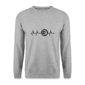 Herzschlag Angler Fischer geboren, um zu fischen - Unisex Pullover - Weißgrau meliert - Vorne - Alina (178cm) & Michal (187cm)