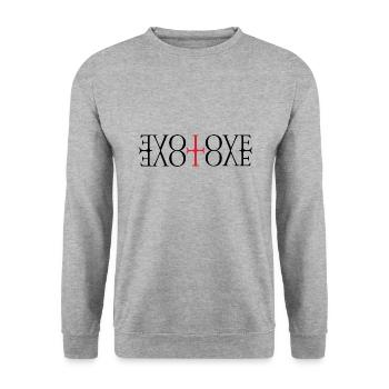 Love, Liebe, I love you, ich liebe Dich - Unisex Pullover - Weißgrau meliert - Vorne - Alina (178cm) & Michal (187cm)