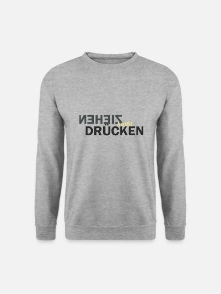 Ziehen heißt Drücken - Unisex Pullover - Weißgrau meliert